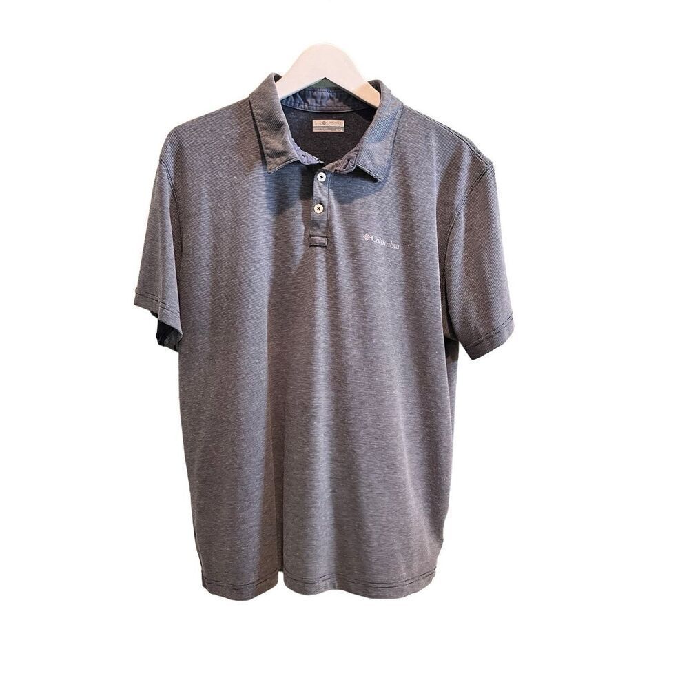 Columbia blue and white striped polo shirt - XL